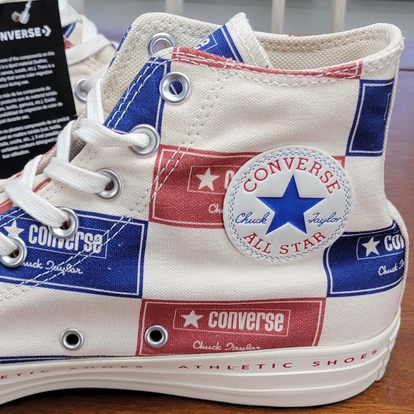 Converse Chuck Taylor All Star Hi Canvas 166500C Egret/Blue/Gym Red Size 7.5 Men - Picture 9 of 11